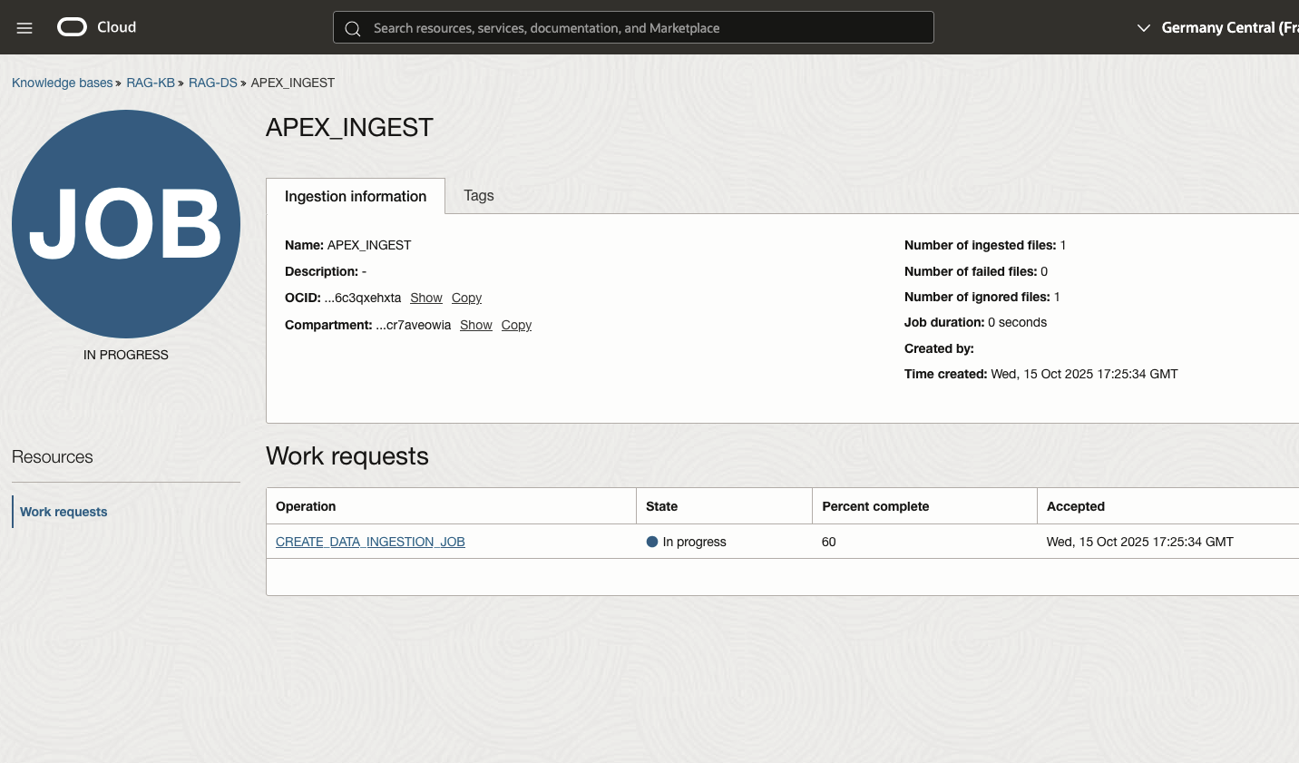 APEX RAG Ingest Progress